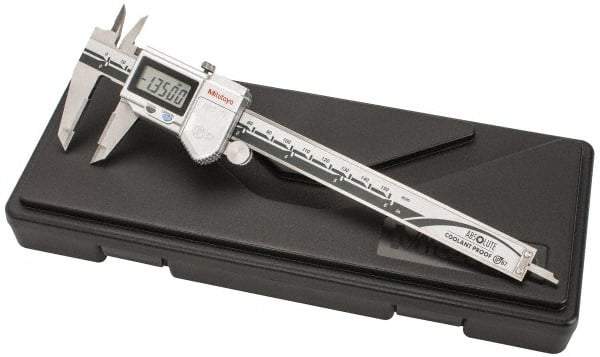 Mitutoyo - 0 to 150mm Range, 0.01mm Resolution, IP67 Electronic Caliper - Stainless Steel with 40mm Carbide-Tipped Jaws, 0.02mm Accuracy, SPC Output - All Tool & Supply