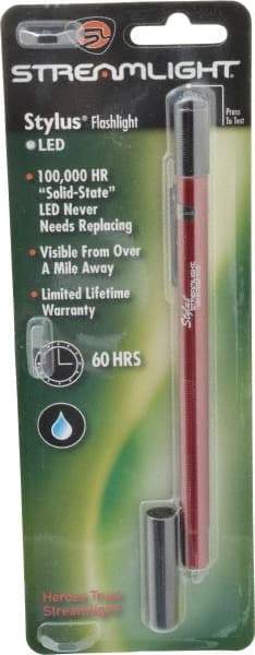 Streamlight - White LED Bulb, Mini Flashlight - Red Aluminum Body, 3 AAAA Alkaline Batteries Included - All Tool & Supply