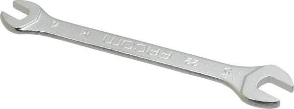 Facom - 4mm x 5mm Stubby Open End Wrench - 2-9/32" OAL, Double End, Satin Finish, 15° Head Angle - All Tool & Supply