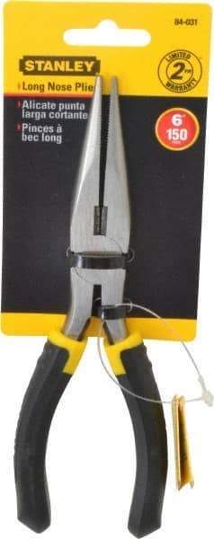 Stanley - 7" OAL, Cutting Pliers - 2-15/64" Jaw Length x 13/16" Jaw Width, Long Nose Head, Molded Plastic Handle - All Tool & Supply