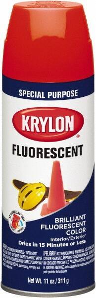 Krylon - Orange Yellow, Fluorescent, Aerosol Spray Paint - 15 to 20 Sq Ft per Can, 12 oz Container - All Tool & Supply