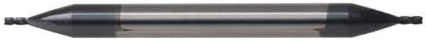 Hertel - 11/32", 3/4" LOC, 3/8" Shank Diam, 3-1/2" OAL, 4 Flute, Solid Carbide Square End Mill - Double End, TiN Finish, 30° Helix, Centercutting, Right Hand Cut - All Tool & Supply