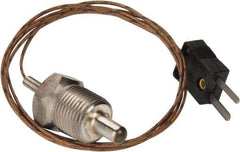 Thermo Electric - 0 to 900°F, J Pipe Plug, Thermocouple Probe - 5 Ft. Cable Length, Mini Connector, 1/2 Inch Probe Sheath Length, 6 Sec Response Time - All Tool & Supply