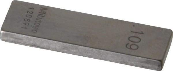 Mitutoyo - 0.109" Rectangular Steel Gage Block - Accuracy Grade 0, Includes Certificate of Inspection - All Tool & Supply