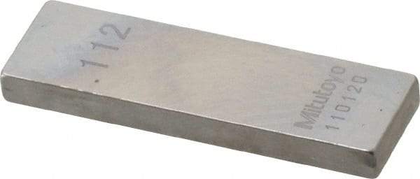 Mitutoyo - 0.112" Rectangular Steel Gage Block - Accuracy Grade 0, Includes Certificate of Inspection - All Tool & Supply