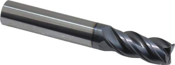 SGS - 3/8", 4 Flute, Single End, Solid Carbide, 0.03" Corner Radius End Mill - 2-1/2" OAL, Right Hand Flute, 7/8" LOC, Right Hand Cut - All Tool & Supply