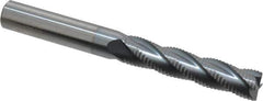 Accupro - 7/16" Diam, Fine Pitch, 2" LOC, 4 Flute Solid Carbide Roughing Square End Mill - TiCN Finish, 4" OAL, 7/16" Shank Diam, Single End, Centercutting, 30° Helix - All Tool & Supply