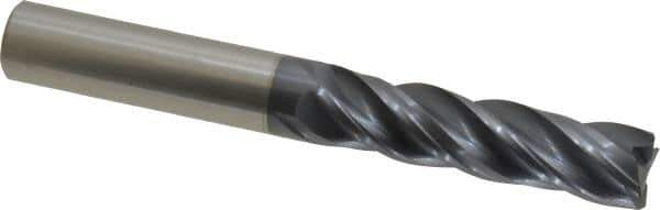 Accupro - 1/2", 4 Flute, Single End, Solid Carbide, Corner Chamfer End Mill - 4" OAL, Right Hand Flute, 2" LOC, Right Hand Cut - All Tool & Supply