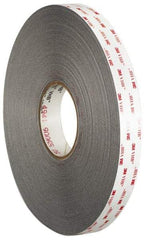 3M - 1/2" x 36 Yd Acrylic Adhesive Double Sided Tape - 45 mil Thick, Gray, Acrylic Foam Liner, Continuous Roll, Series 4941 - All Tool & Supply