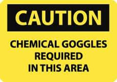 NMC - "Caution - Chemical Goggles Required in This Area", 10" Long x 14" Wide, Rigid Plastic Safety Sign - Rectangle, 0.05" Thick, Use for Accident Prevention - All Tool & Supply