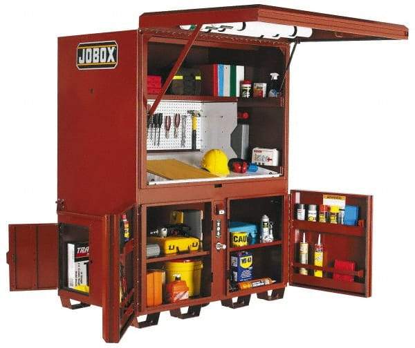 Jobox - 63" Wide x 43-1/2" Deep x 80" High Job Site Field Station - 4 Door, Steel, Brown - All Tool & Supply