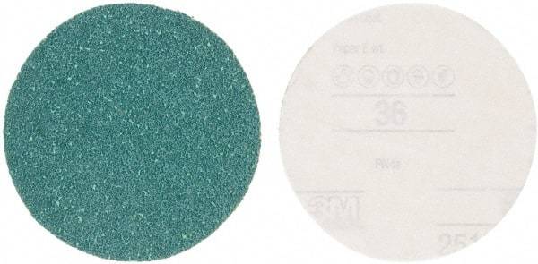 3M - 5" Diam, 36 Grit Aluminum Oxide Adhesive PSA Disc - Very Coarse Grade, Green, E Weighted Backing, Flexible, Use with Random Orbital Sanders - All Tool & Supply