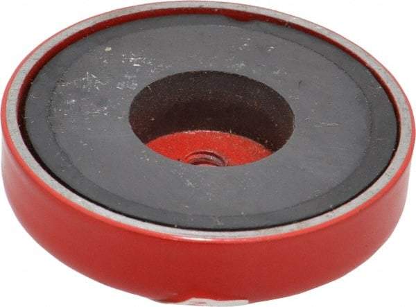 Value Collection - 10-24 Tap, 9 kg Average Pull Force, 1-3/4" Diam, 3/8" High, Ceramic Pot Magnet - Red, 0.34" Countersunk Hole - All Tool & Supply