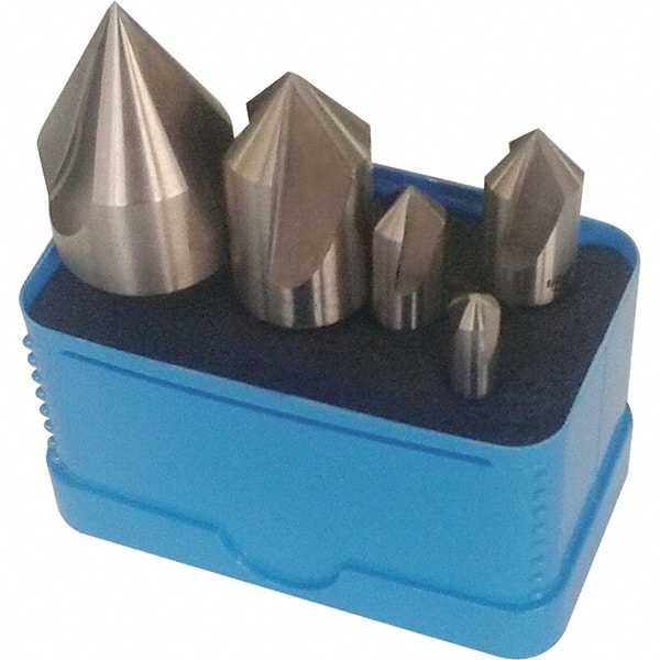 Interstate - 5 Piece, 1/4 to 1" Head Diam, 90° Included Angle, Single End Countersink Set - All Tool & Supply