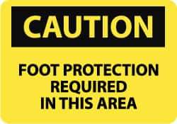 NMC - "Caution - Foot Protection Required in This Area", 10" Long x 14" Wide, Rigid Plastic Safety Sign - Rectangle, 0.05" Thick, Use for Accident Prevention - All Tool & Supply