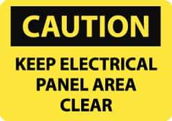 NMC - "Caution - Keep Electrical Panel Area Clear", 7" Long x 10" Wide, Pressure-Sensitive Vinyl Safety Sign - Rectangle, 0.004" Thick, Use for Accident Prevention - All Tool & Supply