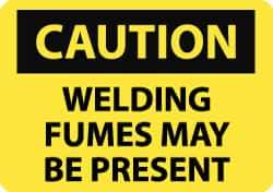 NMC - "Caution - Welding Fumes May Be Present", 7" Long x 10" Wide, Pressure-Sensitive Vinyl Safety Sign - Rectangle, 0.004" Thick, Use for Hazardous Materials - All Tool & Supply