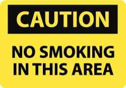 NMC - "Caution - No Smoking in This Area", 10" Long x 14" Wide, Aluminum Safety Sign - Rectangle, 0.04" Thick, Use for Accident Prevention - All Tool & Supply