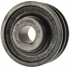 Browning - 1-1/8" Bore, 1-15/32 Long, 4-1/4" Outside Diam, Finished Bore Two Groove V Belt Sheave - 3.9 Belt Pitch B, 3-1/2" Pitch Diam of 4L Belt - All Tool & Supply