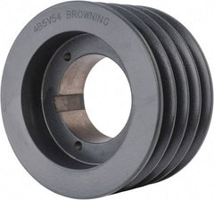 Browning - 4 Groove, 5/8 to 2-1/4 Bore Diam, 5.68" Outside Diam, QD Bushed V Belt Sheave - 5.5 5V Diam Belt Pitch - All Tool & Supply