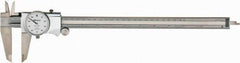 Mitutoyo - 0mm to 12" Range, 0.001" Graduation, 0.1" per Revolution, Dial Caliper - White Face, 2-1/2" Jaw Length, Accurate to 0.0020" - All Tool & Supply