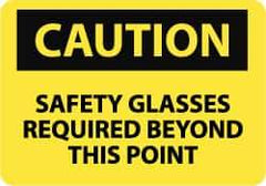 NMC - "Caution - Safety Glasses Required Beyond This Point", 20" Long x 28" Wide, Rigid Plastic Safety Sign - Rectangle, 0.05" Thick, Use for Accident Prevention - All Tool & Supply