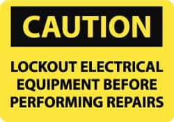 NMC - "Caution - Lockout Electrical Equipment Before Performing Repairs", 10" Long x 14" Wide, Rigid Plastic Safety Sign - Rectangle, 0.05" Thick, Use for Accident Prevention - All Tool & Supply