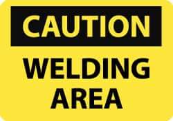 NMC - "Caution - Welding Area", 7" Long x 10" Wide, Pressure-Sensitive Vinyl Safety Sign - Rectangle, 0.004" Thick, Use for Accident Prevention - All Tool & Supply