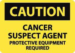 NMC - "Caution - Cancer Suspect Agent - Protective Equipment Required", 10" Long x 14" Wide, Rigid Plastic Safety Sign - Rectangle, 0.05" Thick, Use for Hazardous Materials - All Tool & Supply