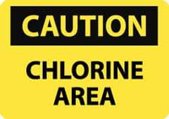 NMC - "Caution - Chlorine Area", 10" Long x 14" Wide, Pressure-Sensitive Vinyl Safety Sign - Rectangle, 0.004" Thick, Use for Hazardous Materials - All Tool & Supply