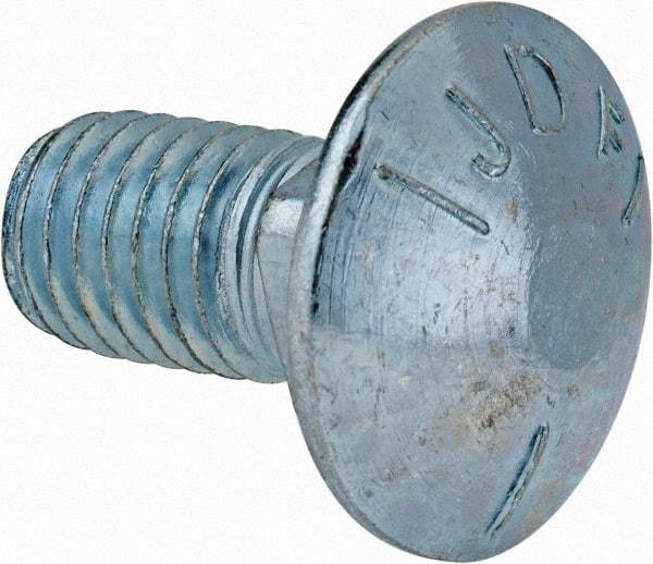 Value Collection - 1/2-13 UNC 1" Length Under Head, Standard Square Neck, Carriage Bolt - Grade 5 Steel, Zinc-Plated Finish - All Tool & Supply