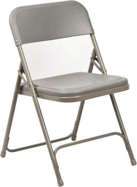 NPS - 18-3/4" Wide x 16-1/4" Deep x 29-3/4" High, Steel Folding Chair with Plastic Seat & Back - Gray with Gray Frame - All Tool & Supply