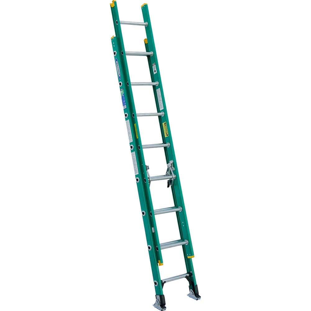 Werner - Extension Ladders; Type: Extension Ladder ; Height (Feet): 16.000 ; Material: Fiberglass ; Load Capacity (Lb.): 300.000 ; Industry Rating: Type II ; Weight: 27.0000 - Exact Industrial Supply