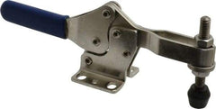 Gibraltar - 600 Lb Holding Capacity, Horizontal Handle, Manual Hold Down Toggle Clamp - 56° Handle Movement, 91° Bar Opening, U-Bar, Flanged Base, Electro-Plated Zinc, Stainless Steel - All Tool & Supply