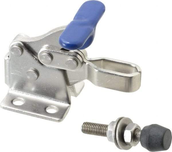 Gibraltar - 350 Lb Holding Capacity, Horizontal Handle, Manual Hold Down Toggle Clamp - 173° Handle Movement, 92° Bar Opening, U-Bar, Flanged Base, Electro-Plated Zinc, Stainless Steel - All Tool & Supply