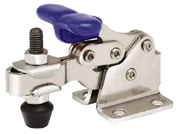 Gibraltar - 750 Lb Holding Capacity, Horizontal Handle, Manual Hold Down Toggle Clamp - 168° Handle Movement, 90° Bar Opening, U-Bar, Flanged Base, Electro-Plated Zinc, Stainless Steel - All Tool & Supply