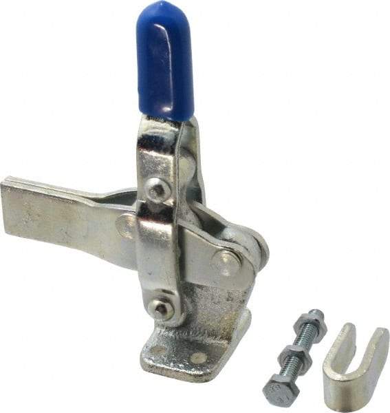 Gibraltar - 600 Lb Holding Capacity, Vertical Handle, Manual Hold Down Toggle Clamp - 66° Handle Movement, 75° Bar Opening, Solid Bar, Flanged Base, Electro-Plated Zinc, Carbon Steel - All Tool & Supply