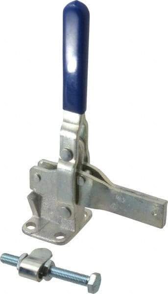 Gibraltar - 1,400 Lb Holding Capacity, Vertical Handle, Manual Hold Down Toggle Clamp - 66° Handle Movement, 78° Bar Opening, Solid Bar, Flanged Base, Electro-Plated Zinc, Carbon Steel - All Tool & Supply