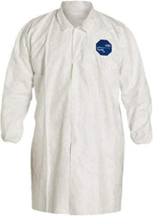 Dupont - Size 3XL White Disposable Chemical Resistant Lab Coat - Tyvek, Snap Front, Elastic Cuff - All Tool & Supply