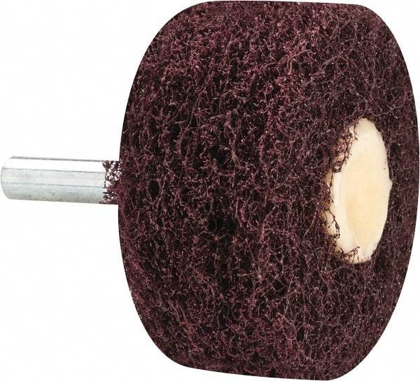 Merit Abrasives - 2" Diam, Medium Mounted Scrubber Buffing Wheel - 3 Ply, Medium Grade, 1/4" Shank Diam, 12,000 RPM - All Tool & Supply