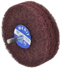 Merit Abrasives - 4" Diam, Medium Mounted Scrubber Buffing Wheel - 3 Ply, Medium Grade, 1/4" Shank Diam, 6,000 RPM - All Tool & Supply