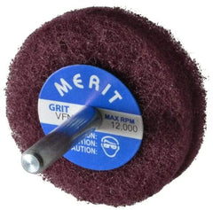 Merit Abrasives - 2" Diam, Medium Mounted Scrubber Buffing Wheel - 2 Ply, Very Fine Grade, 1/4" Shank Diam, 12,000 RPM - All Tool & Supply