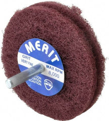 Merit Abrasives - 3" Diam, Medium Mounted Scrubber Buffing Wheel - 2 Ply, Very Fine Grade, 1/4" Shank Diam, 8,000 RPM - All Tool & Supply