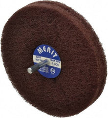 Merit Abrasives - 5" Diam, Medium Mounted Scrubber Buffing Wheel - 2 Ply, Very Fine Grade, 1/4" Shank Diam, 4,000 RPM - All Tool & Supply