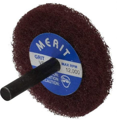 Merit Abrasives - 2" Diam, Medium Mounted Scrubber Buffing Wheel - 1 Ply, Very Fine Grade, 1/4" Shank Diam, 12,000 RPM - All Tool & Supply