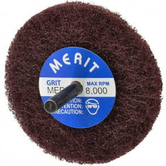 Merit Abrasives - 3" Diam, Medium Mounted Scrubber Buffing Wheel - 1 Ply, Medium Grade, 1/4" Shank Diam, 8,000 RPM - All Tool & Supply