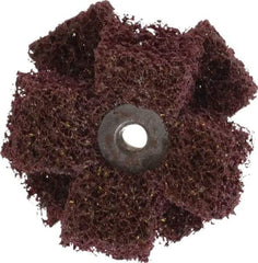 Merit Abrasives - 2" Diam Medium Density Cross Buff - 2 Plys, 1/4-20 Thread, Medium Grade, 12,000 Max RPM - All Tool & Supply