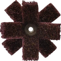 Merit Abrasives - 3" Diam Medium Density Cross Buff - 2 Plys, 1/4-20 Thread, Medium Grade, 8,000 Max RPM - All Tool & Supply