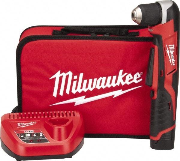 Milwaukee Tool - 12 Volt 3/8" Chuck Right Angle Handle Cordless Drill - 0-800 RPM, Keyless Chuck, Reversible, 1 Lithium-Ion Battery Included - All Tool & Supply