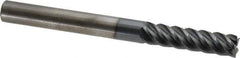 SGS - 3/8", 5 Flute, Single End, Solid Carbide, 0.015" Corner Radius End Mill - 4" OAL, 45° Helix, Right Hand Flute, 1-1/2" LOC, Right Hand Cut - All Tool & Supply